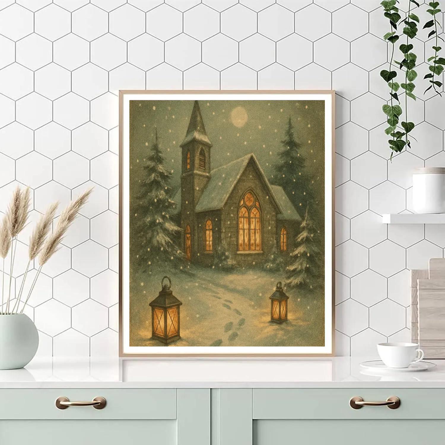 Silent Church Midnight Glow Numbered painting kits