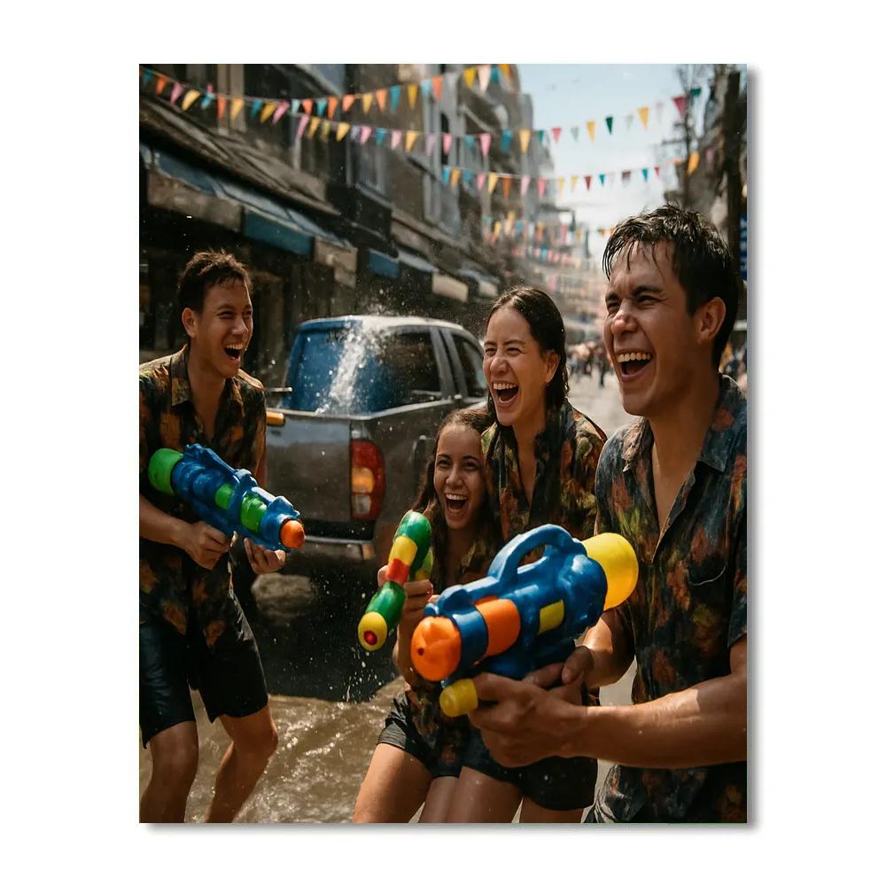 Songkran Water Street paint by numbers
