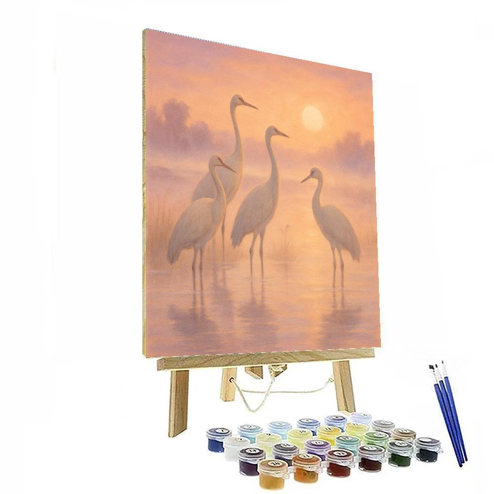 Crane Silhouettes At Dawn Paint by numbers kits