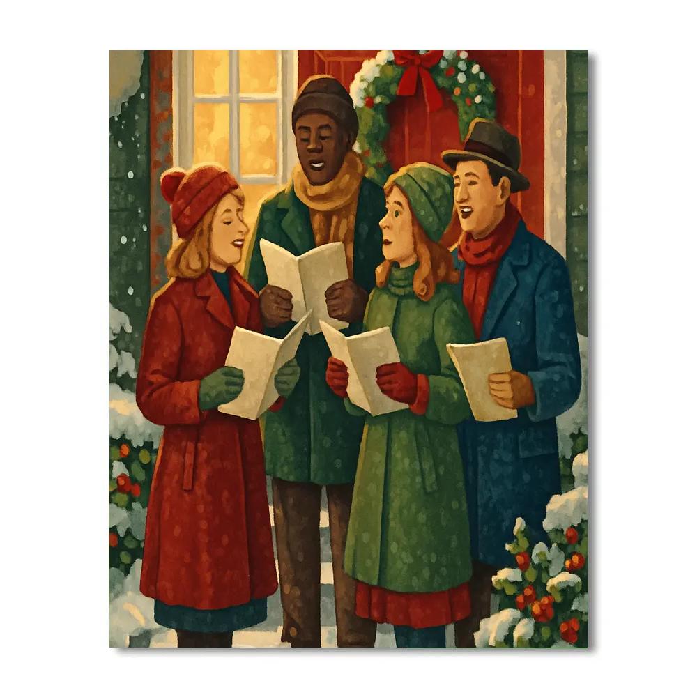Caroling At The Door DIY paint by numbers