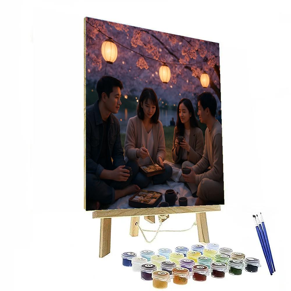 Hanami Evening Picnic Paint by numbers art