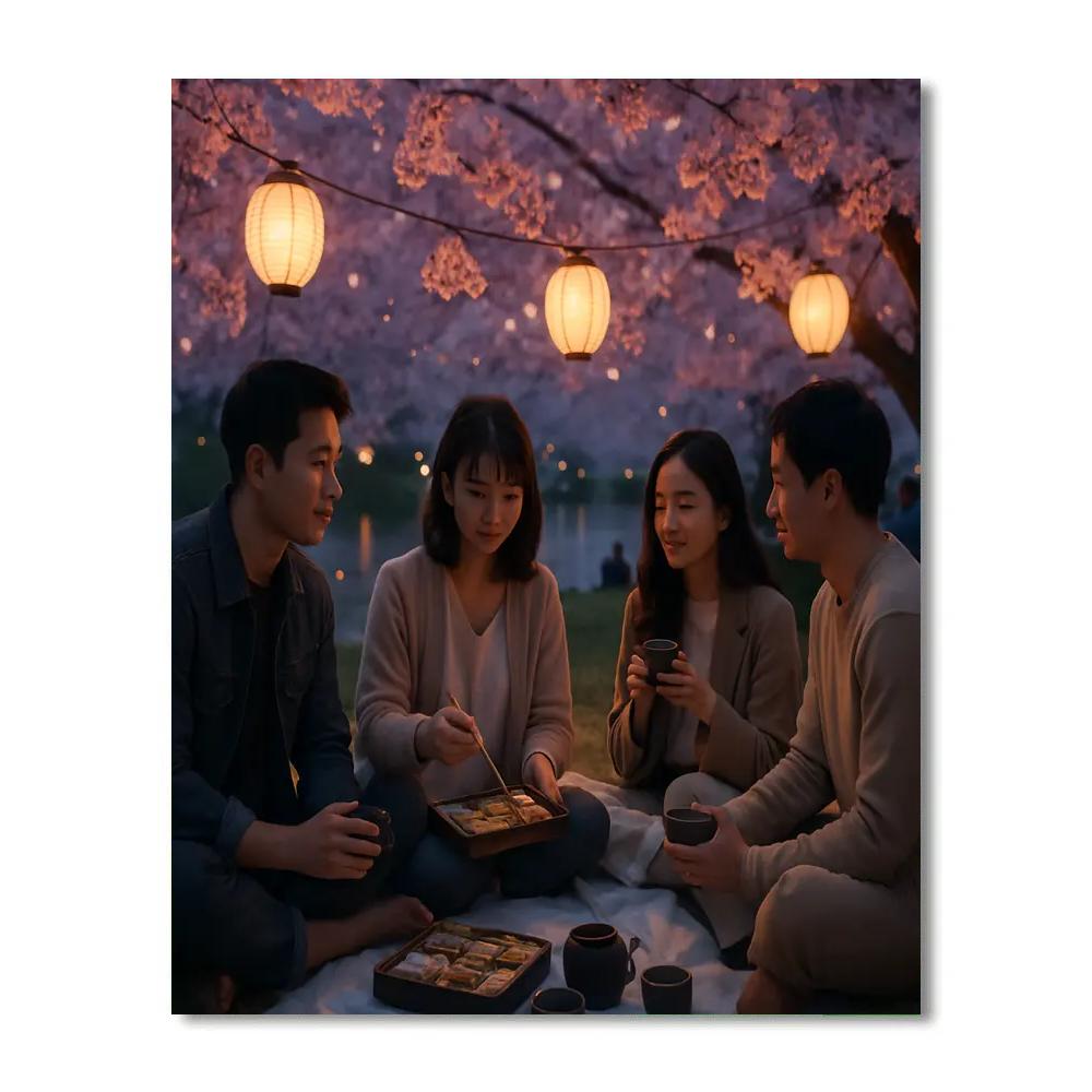 Hanami Evening Picnic Paint by numbers art