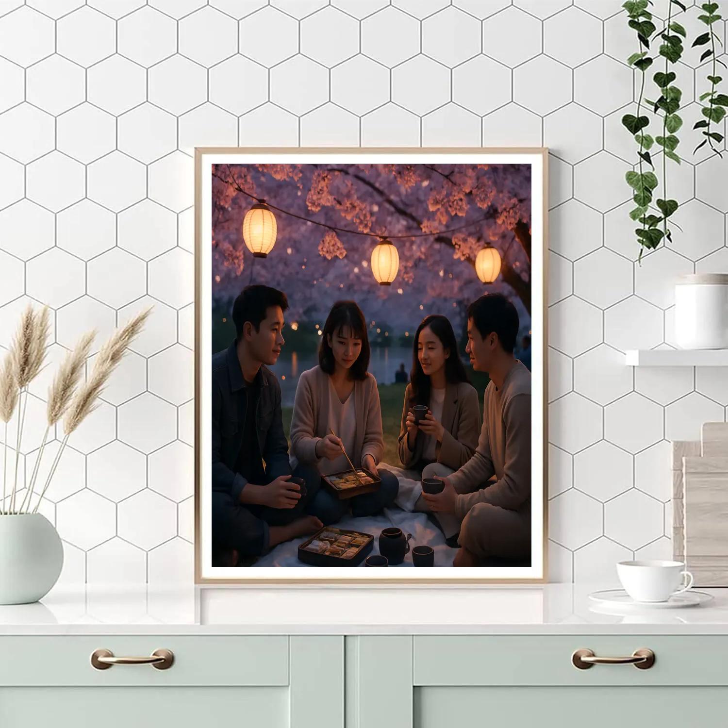 Hanami Evening Picnic Paint by numbers art