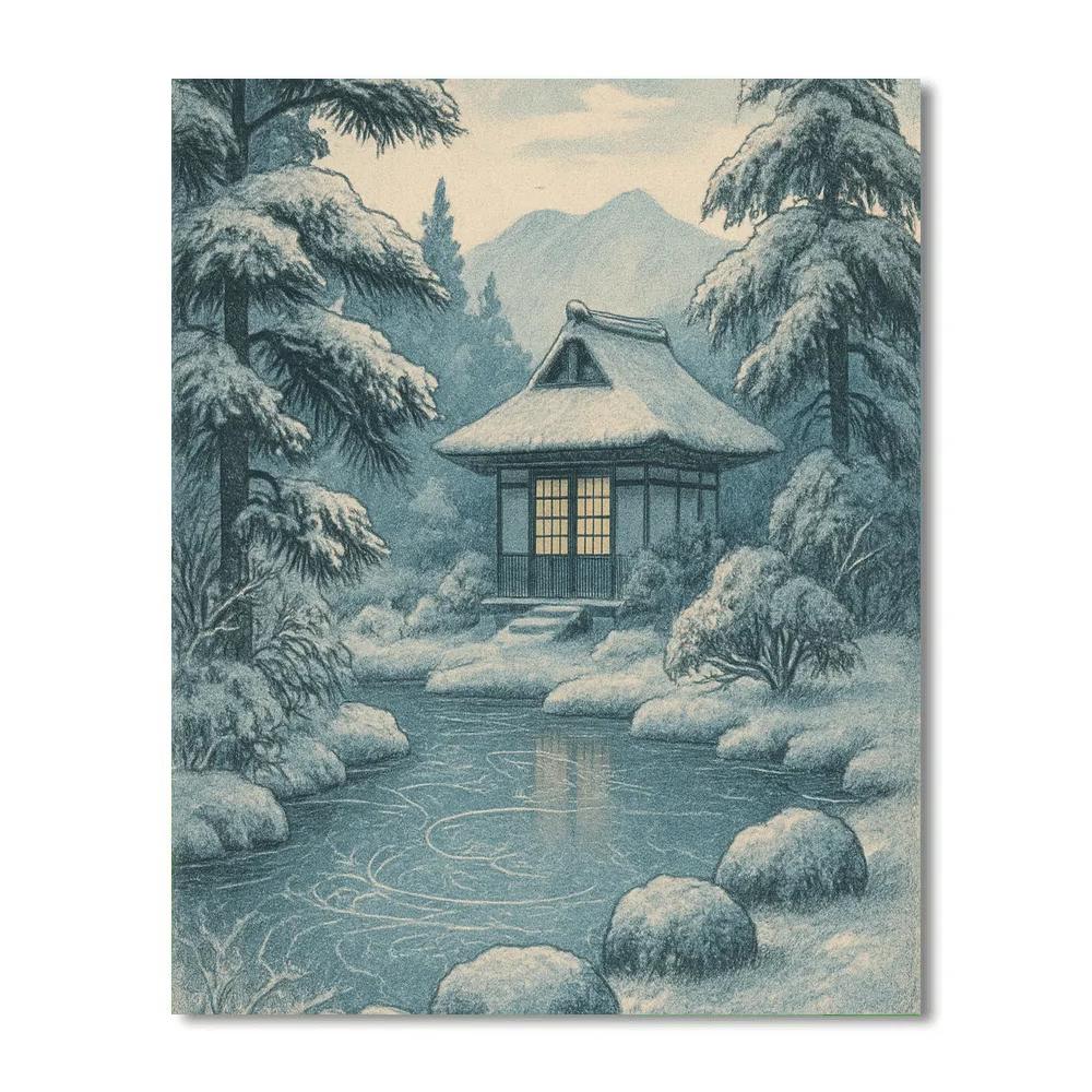 Frosted Tea House Garden Numbered painting kits