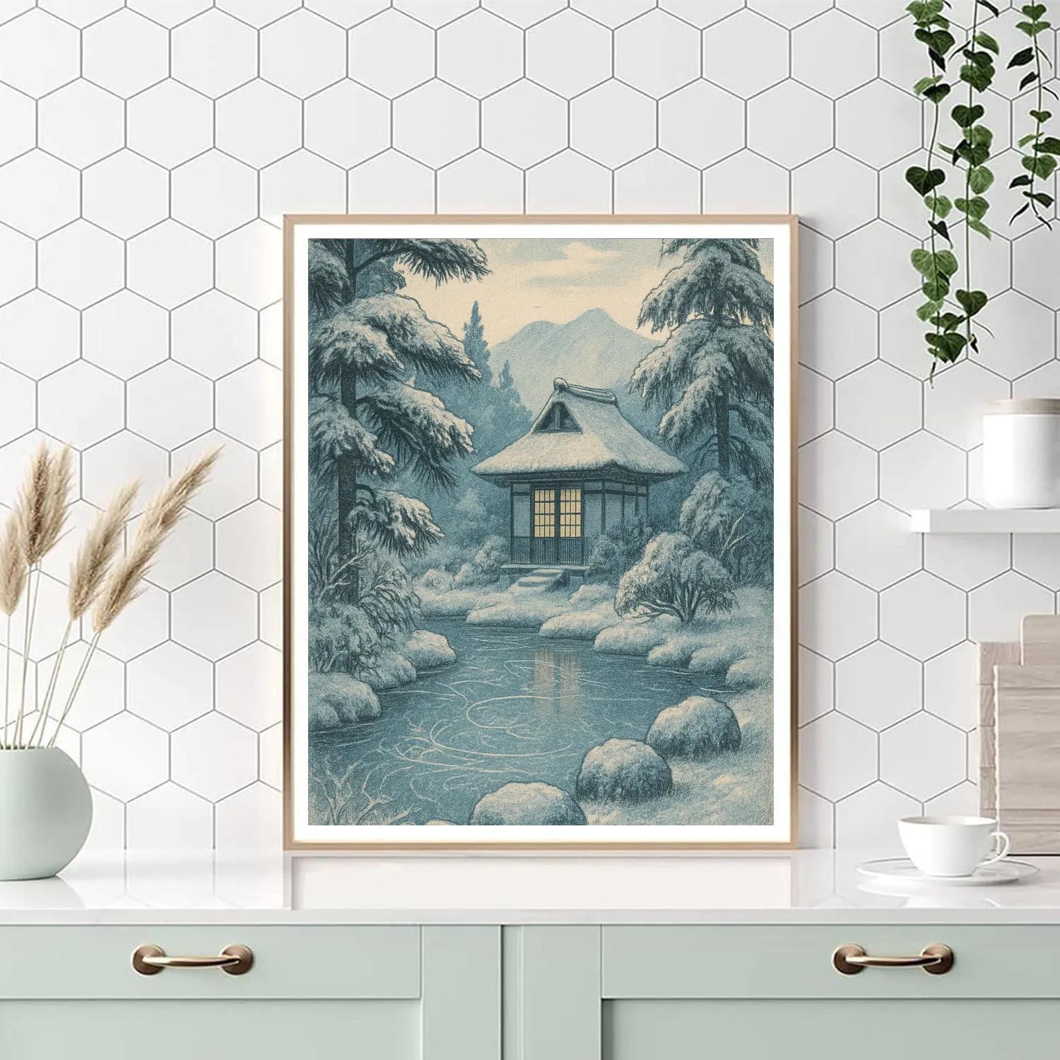 Frosted Tea House Garden Numbered painting kits