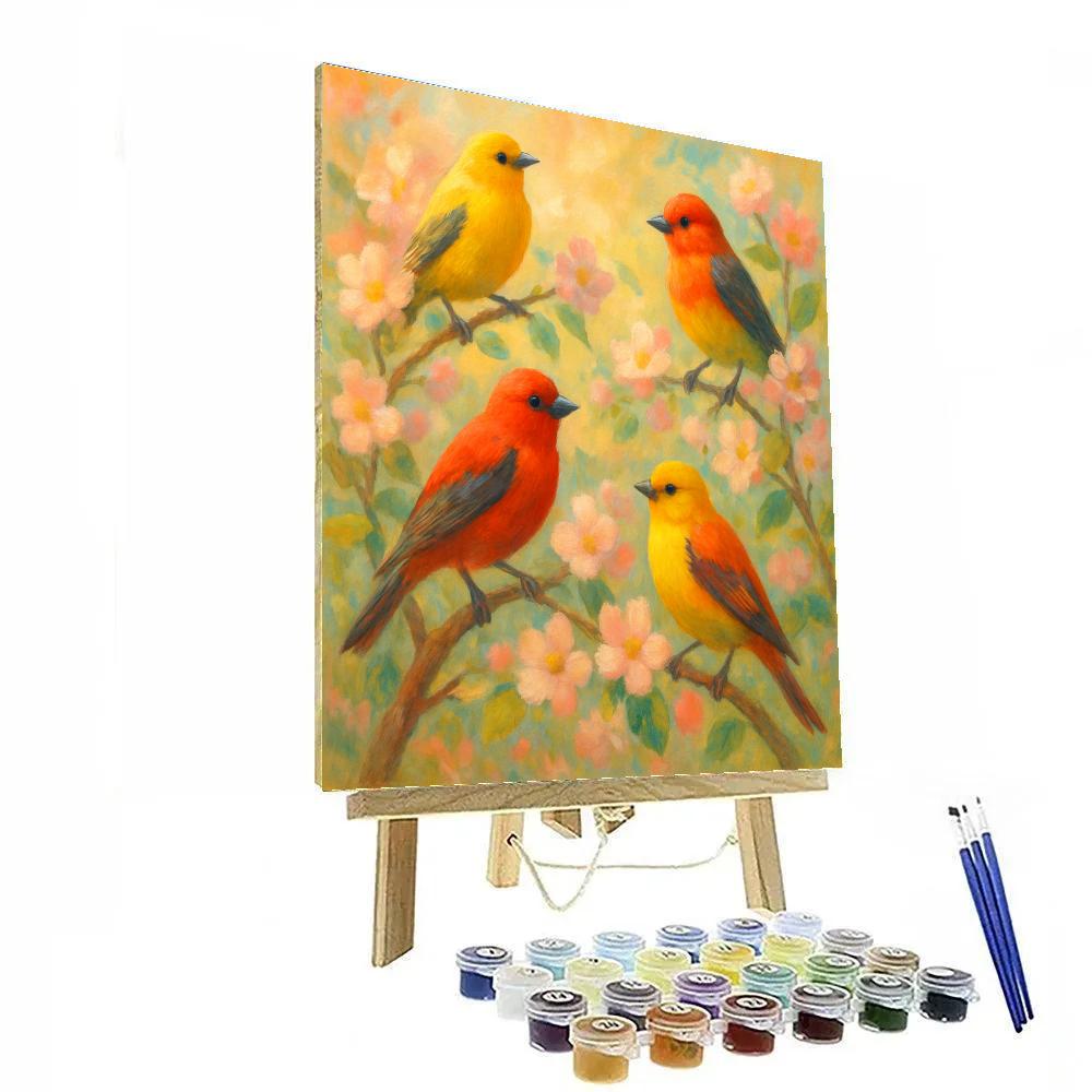 Tanagers Among Sunlit Branches Painting by numbers kit