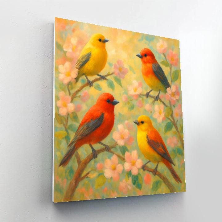 Tanagers Among Sunlit Branches Painting by numbers kit
