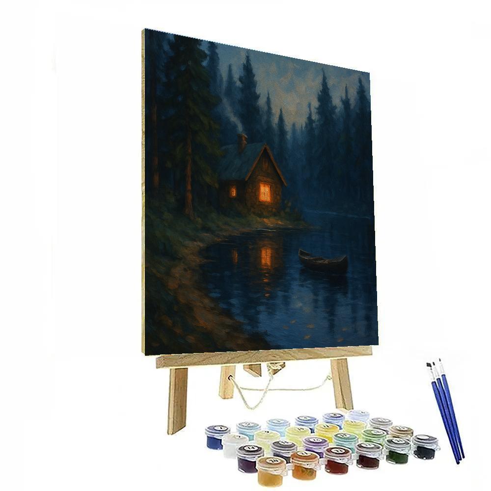 Hidden Cabin Indigo Number painting