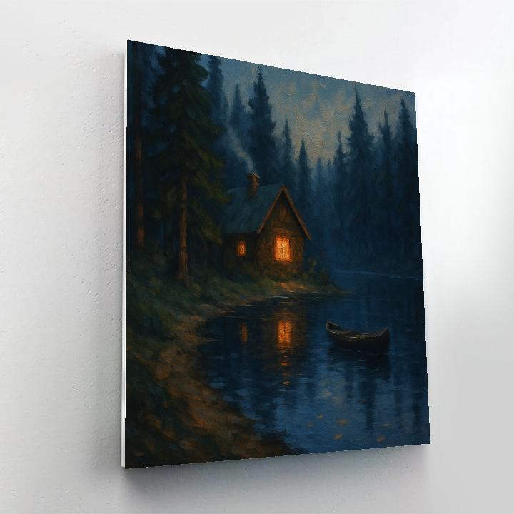 Hidden Cabin Indigo Number painting