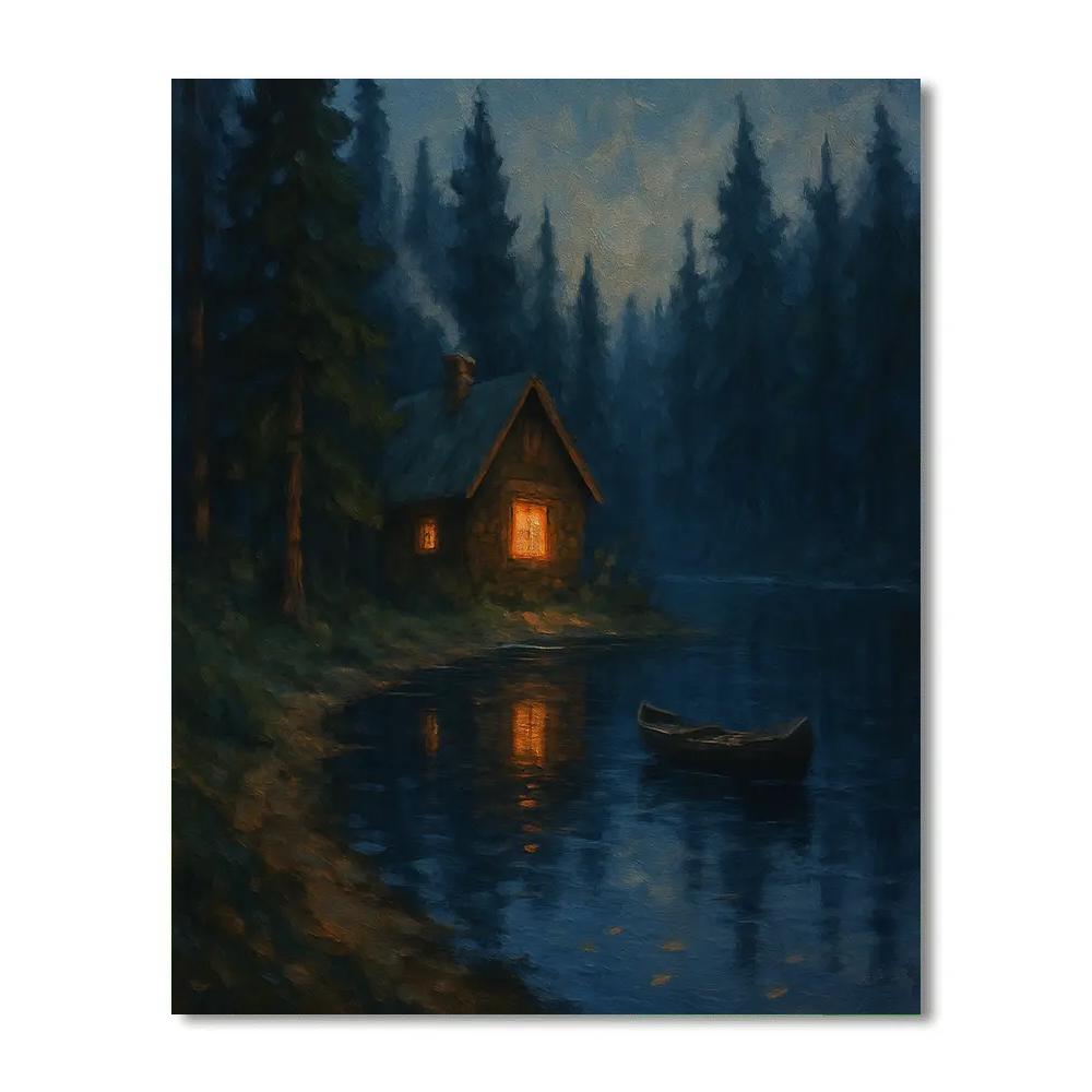 Hidden Cabin Indigo Number painting