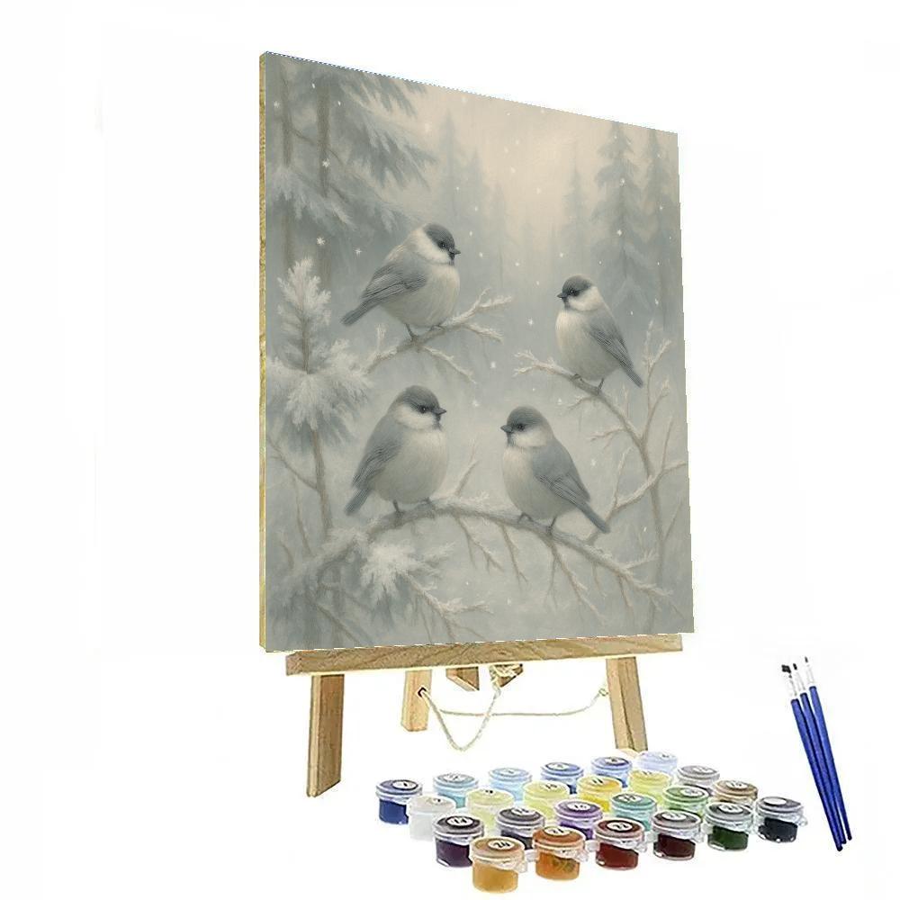 Small Birds In Snowy Tranquility painting number kit