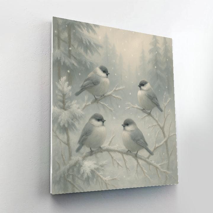 Small Birds In Snowy Tranquility painting number kit