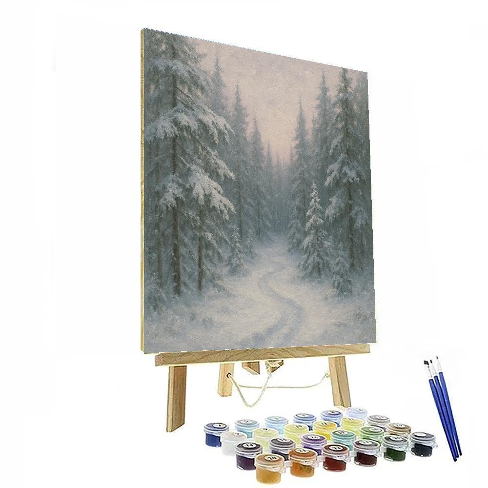 Silver Trail Through Pines DIY paint by numbers