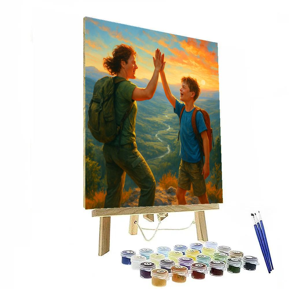 Hiking Summit High Five DIY paint by numbers