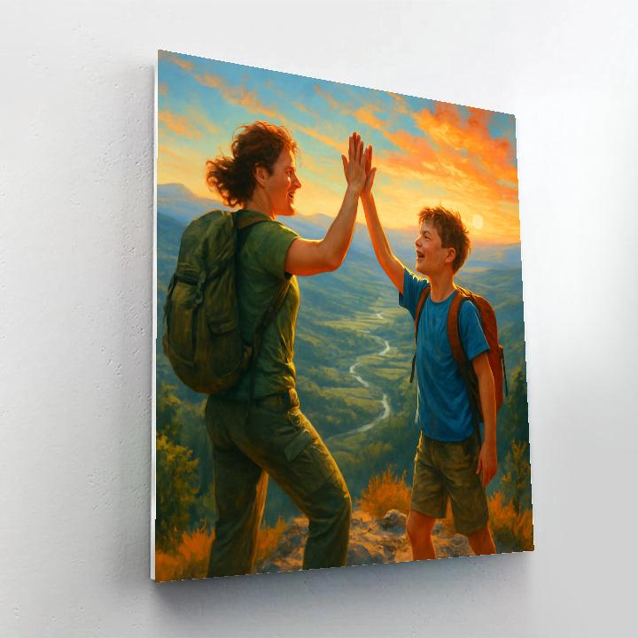 Hiking Summit High Five DIY paint by numbers