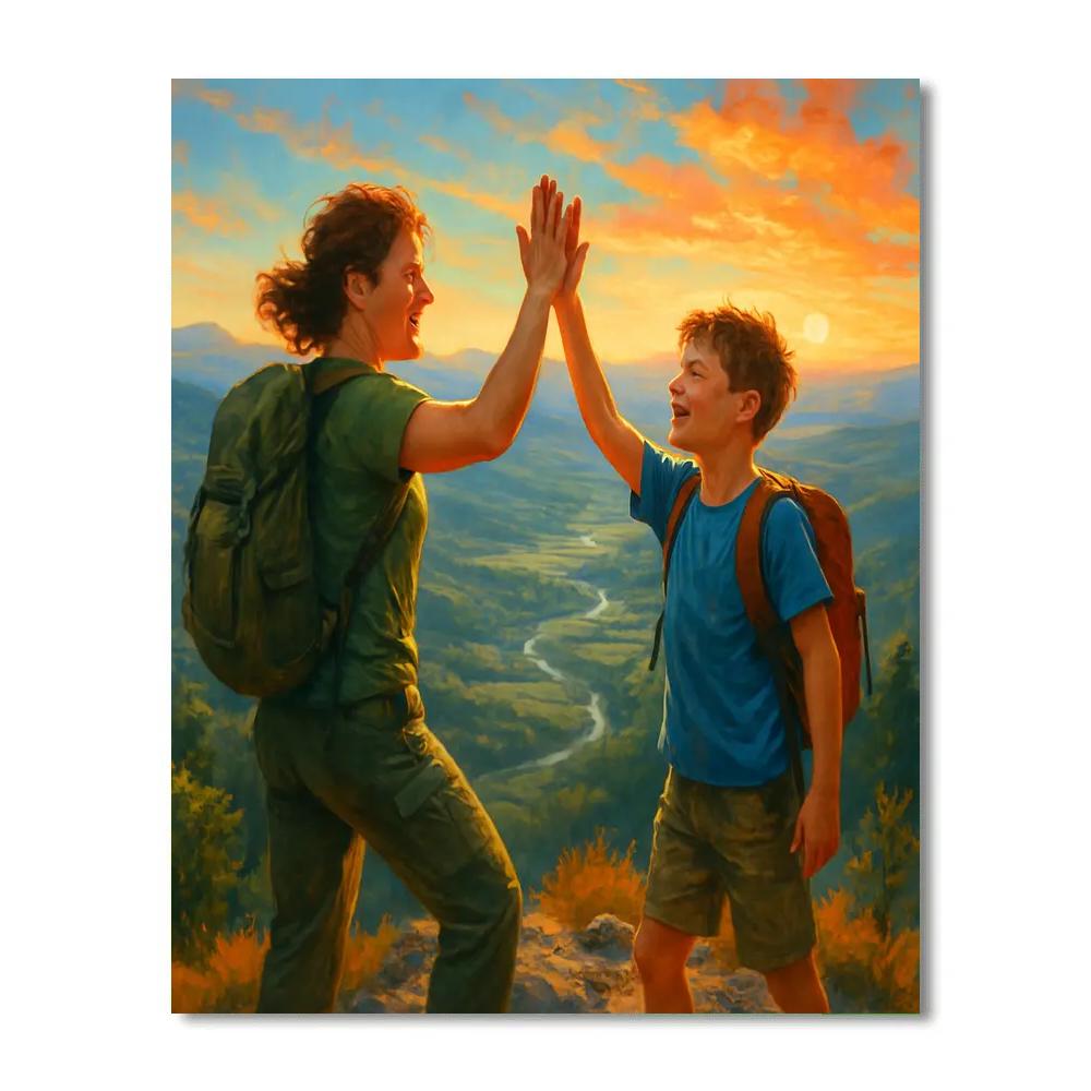 Hiking Summit High Five DIY paint by numbers