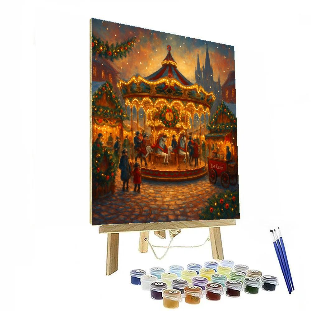 Holiday Market Carousel Night Numbered painting kits