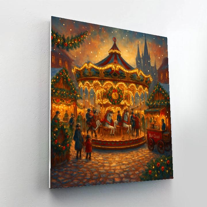 Holiday Market Carousel Night Numbered painting kits