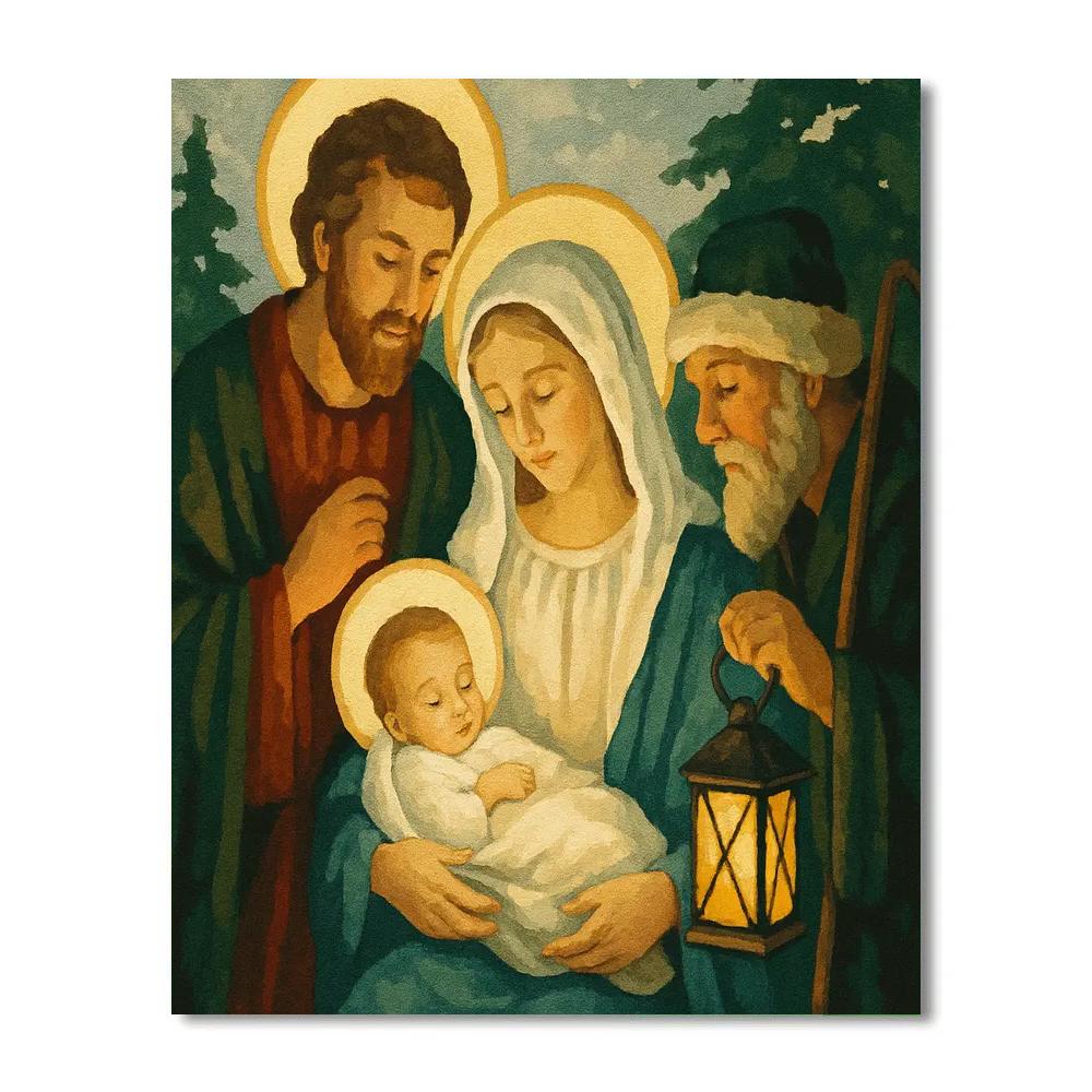 Evening Nativity Glow Paint by numbers art