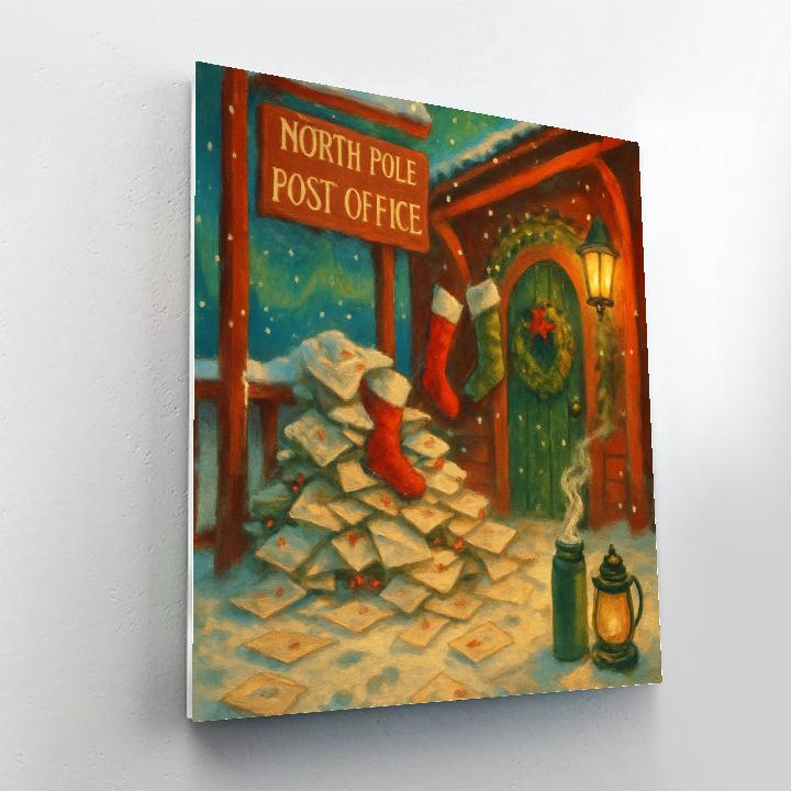 North Pole Post Office Porch Number painting