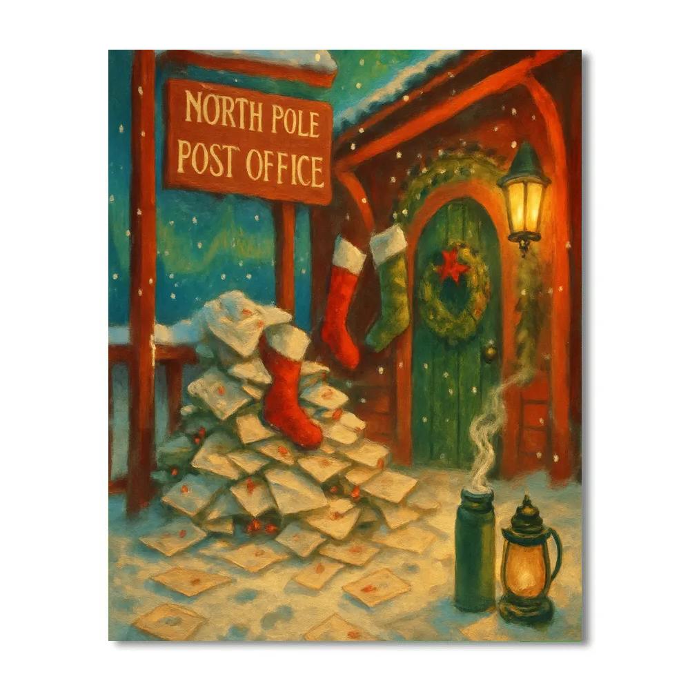 North Pole Post Office Porch Number painting