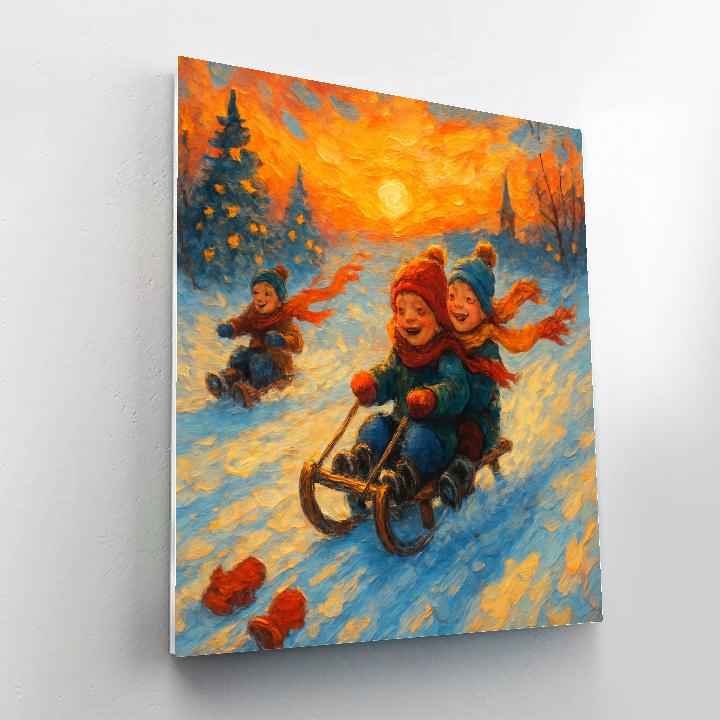 Sledding Hill Sunset Riot Painting by numbers kit