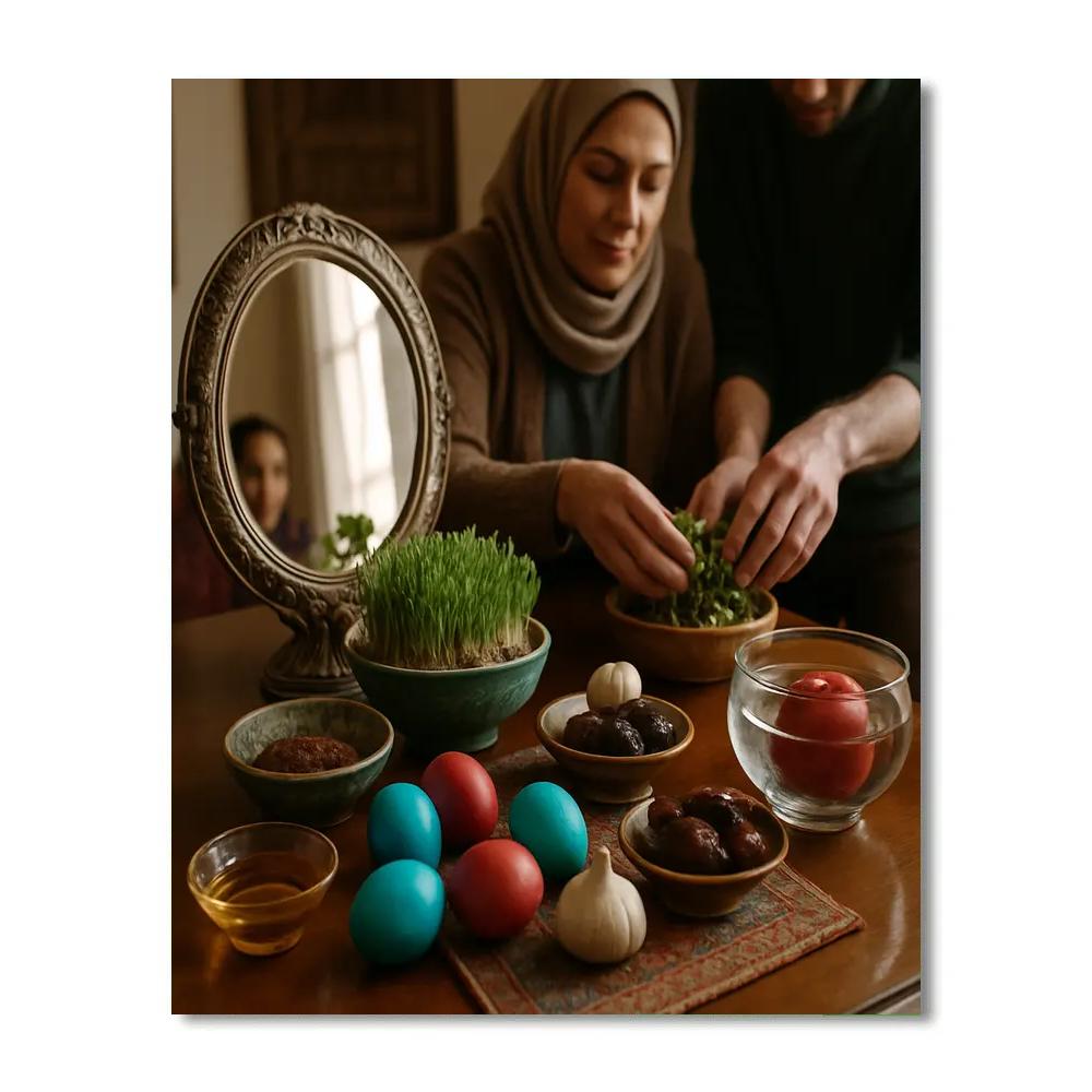 Nowruz Haft Seen Table Number painting