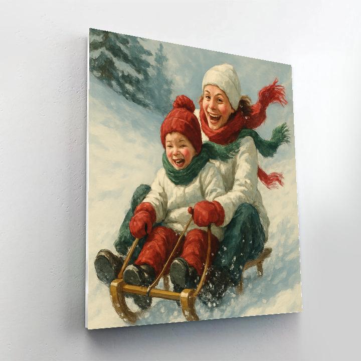 Snowy Sled Ride Laughs Painting by numbers kit