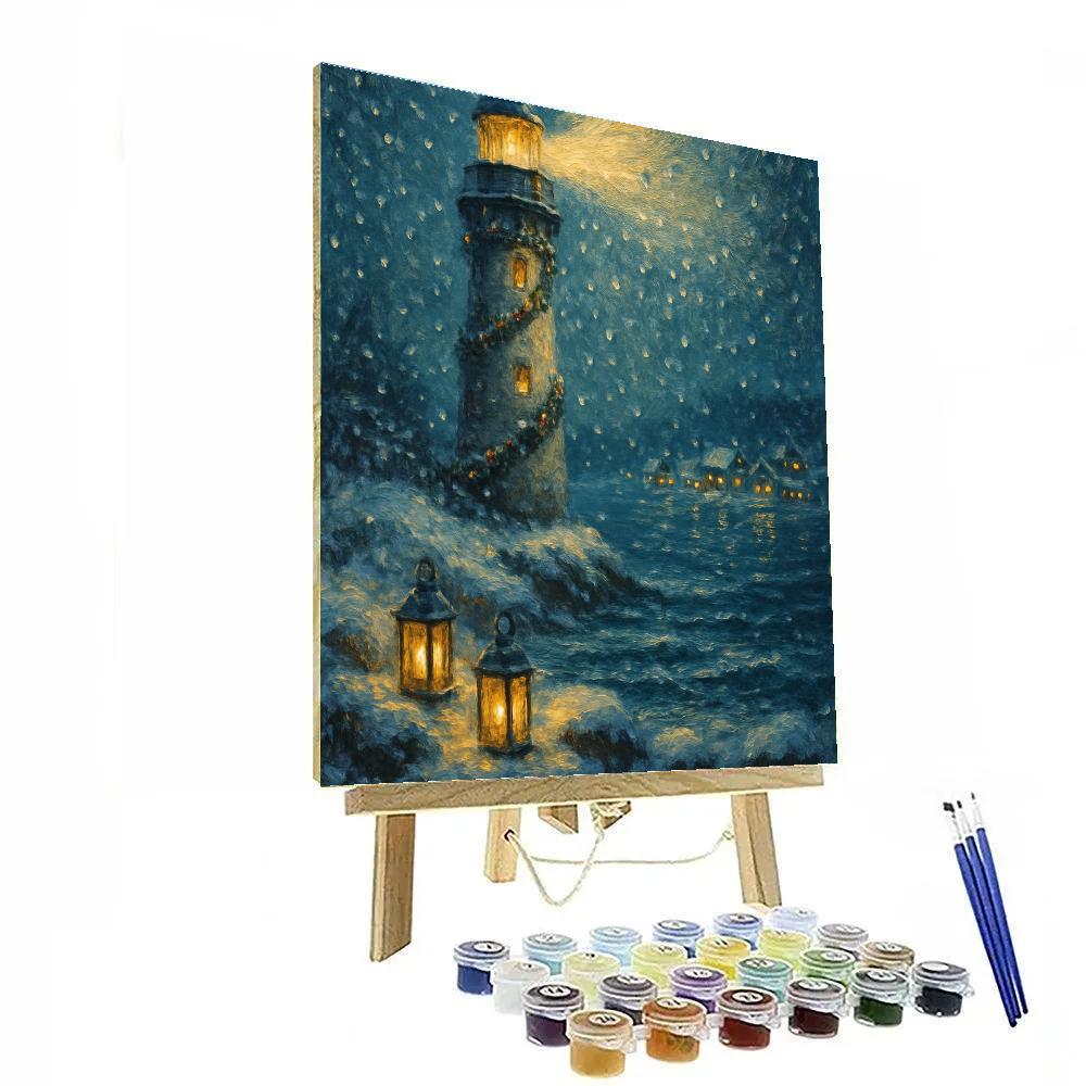 Frosty Lighthouse Vigil paint by number