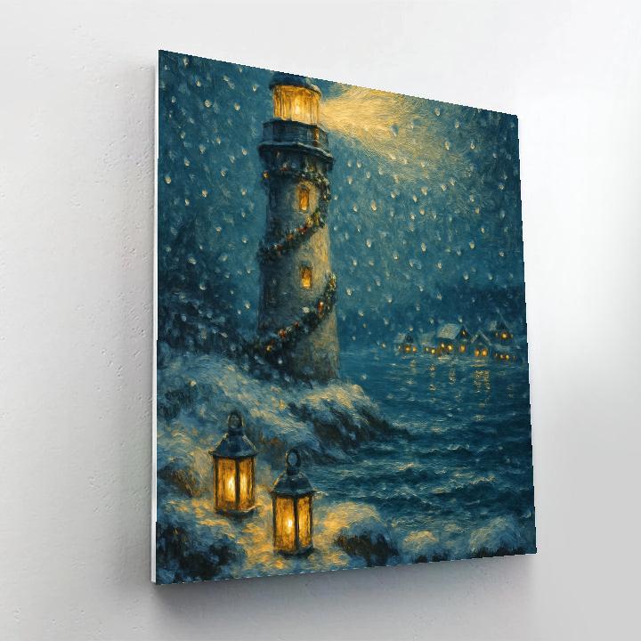 Frosty Lighthouse Vigil paint by number