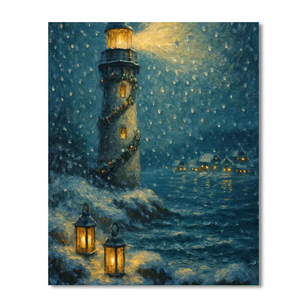 Frosty Lighthouse Vigil paint by number