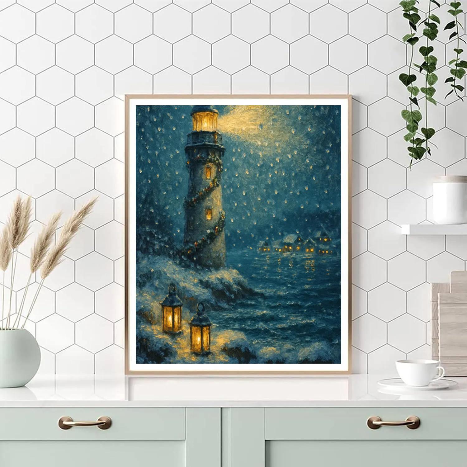 Frosty Lighthouse Vigil paint by number
