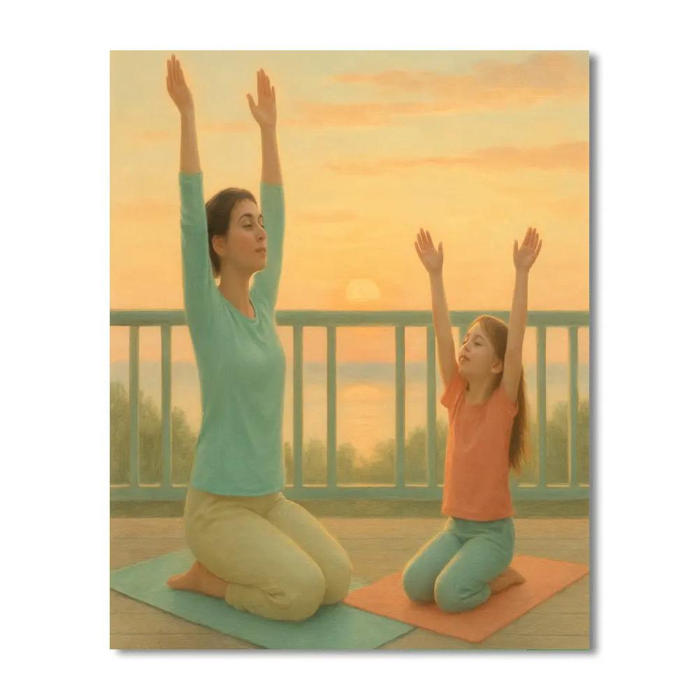 Sunrise Yoga Stretch Together Numbered painting kits