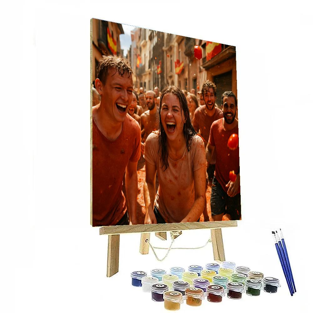 La Tomatina Tomato Fight DIY paint by numbers