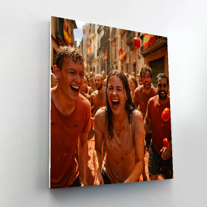 La Tomatina Tomato Fight DIY paint by numbers