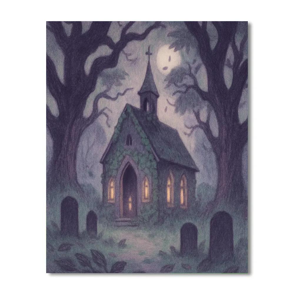 Silent Chapel Among The Oaks paint by number