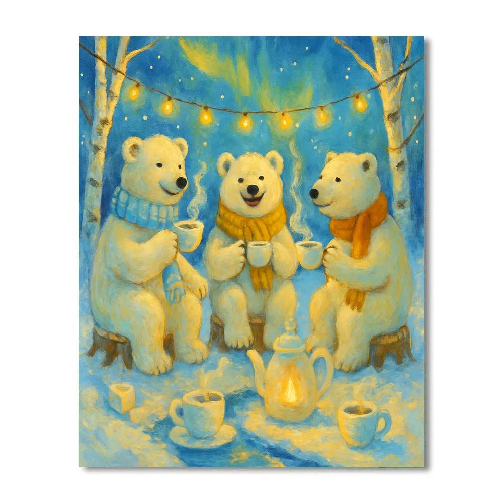 Polar Bear Tea Party paint by color