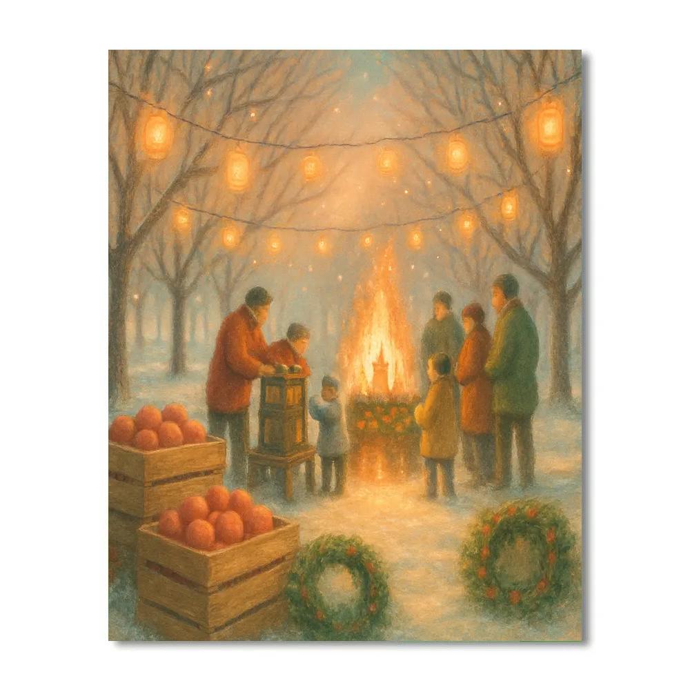 Winter Orchard Lantern Festival Paint by numbers kits