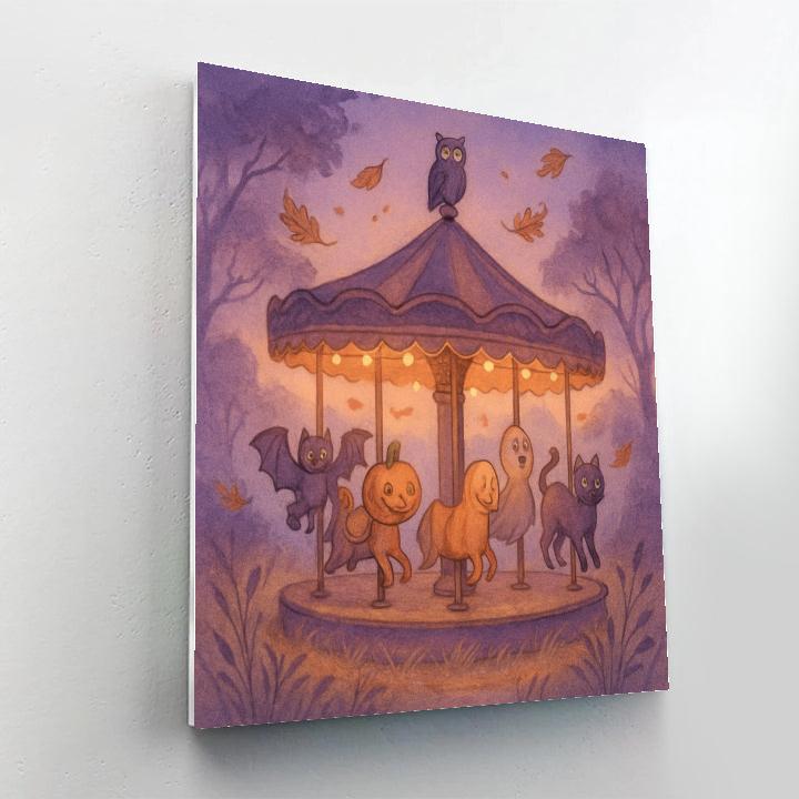Moonlit Lantern Carousel Number painting