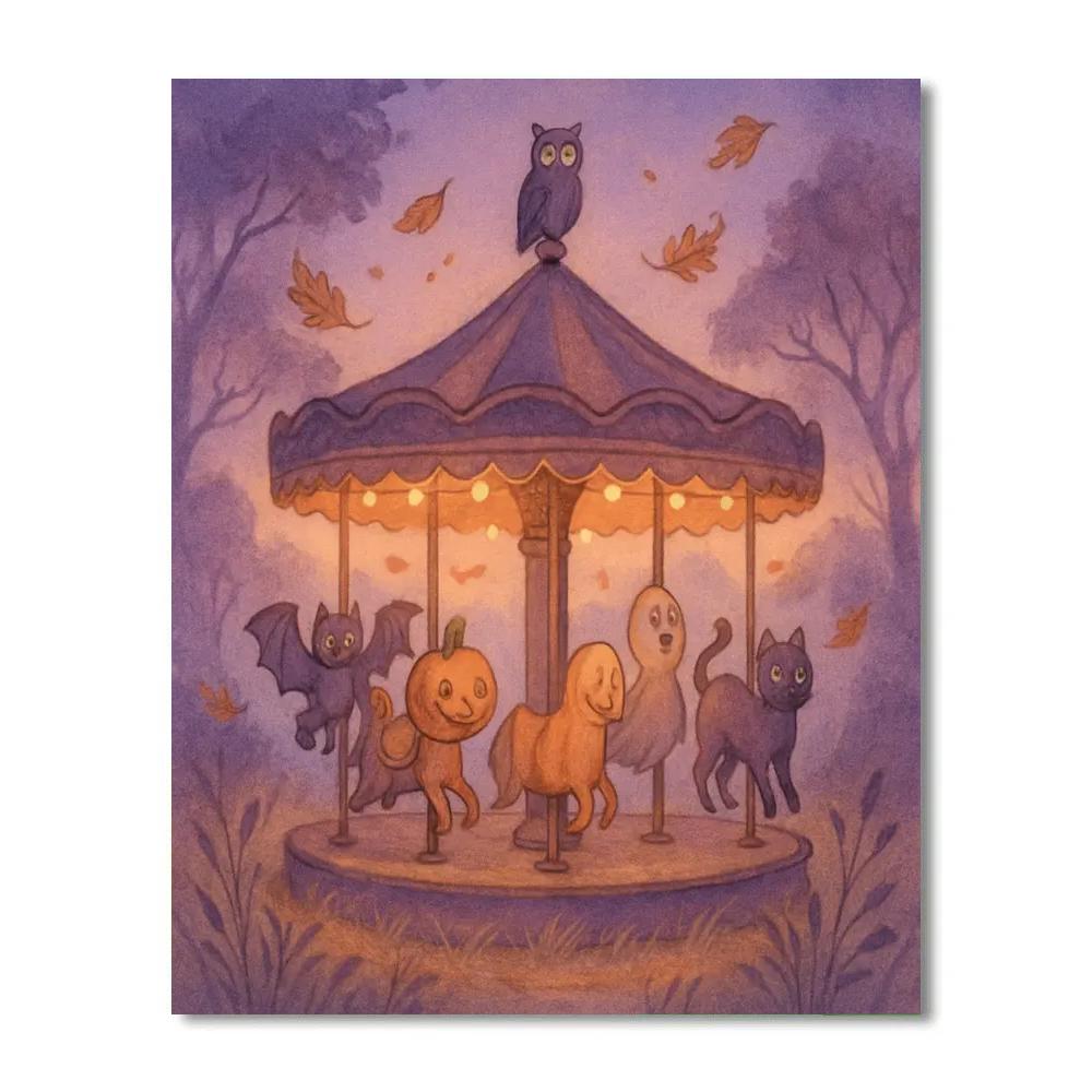 Moonlit Lantern Carousel Number painting