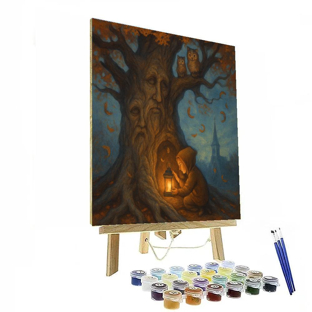 The Sentry Oak And Lantern Child paint by color