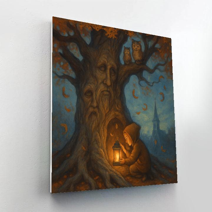 The Sentry Oak And Lantern Child paint by color