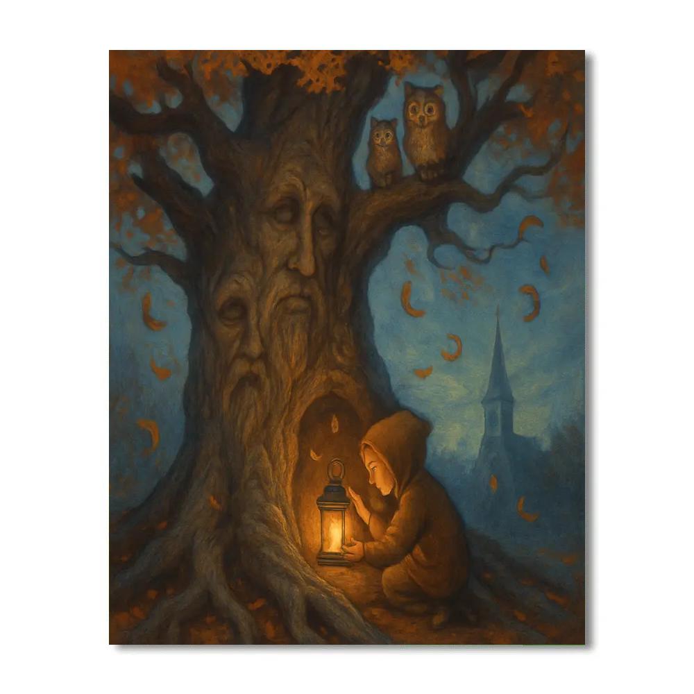 The Sentry Oak And Lantern Child paint by color