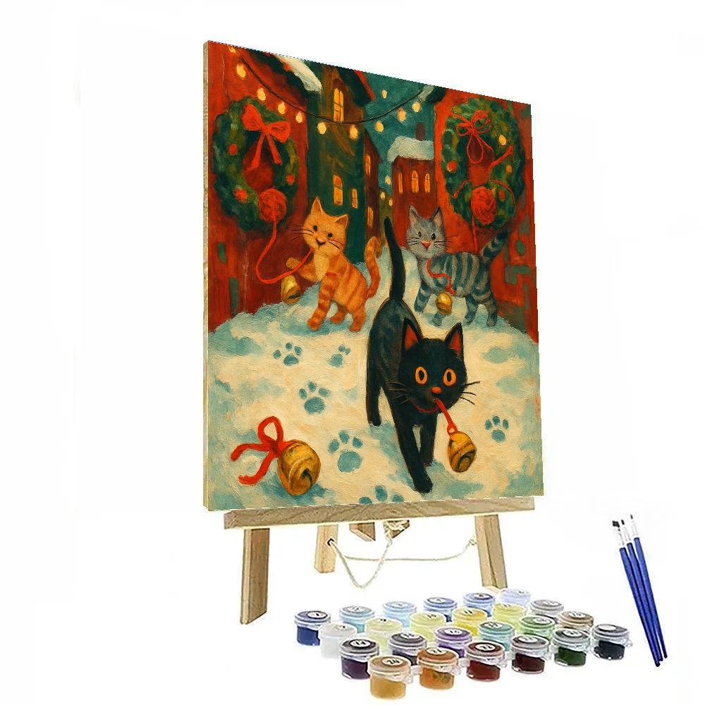 Sleigh Bell Alley Cats Number painting