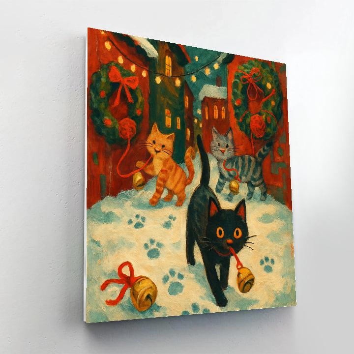 Sleigh Bell Alley Cats Number painting