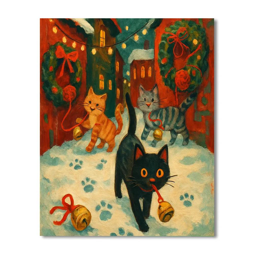 Sleigh Bell Alley Cats Number painting