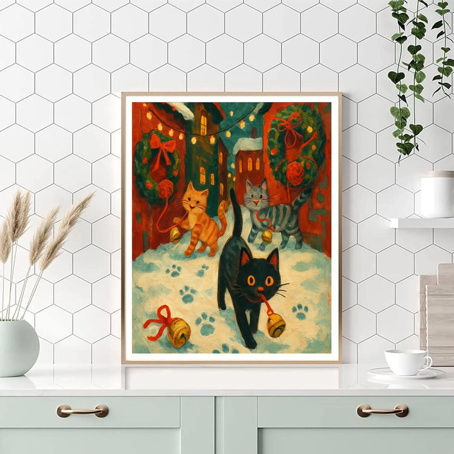 Sleigh Bell Alley Cats Number painting