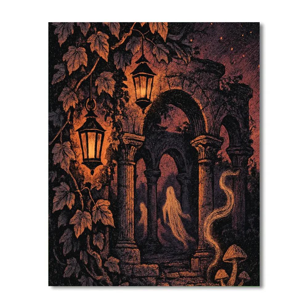 The Lanterned Ruins Of Hollow Grove paint by color