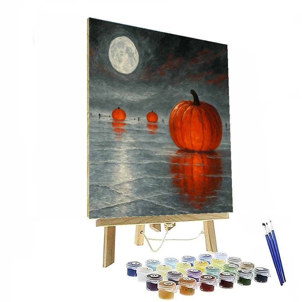 Pumpkin Moon Over The Salt Flats paint by number