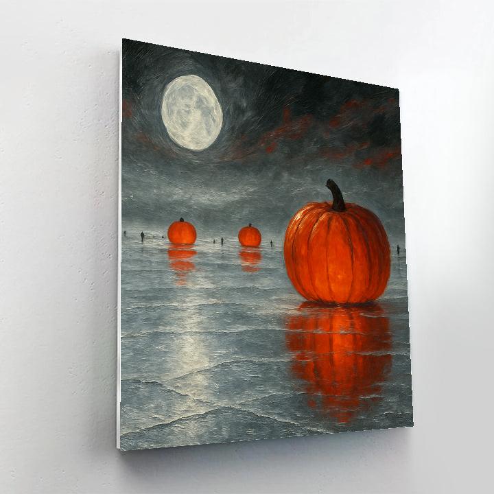 Pumpkin Moon Over The Salt Flats paint by number